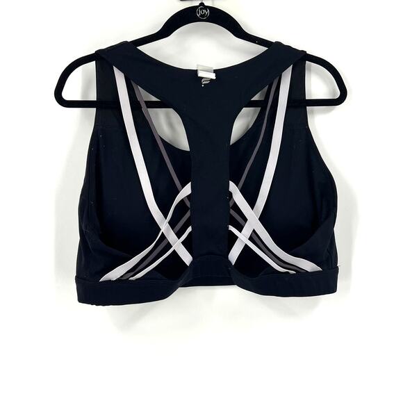 Fabletics Black Sports Bra Racer Back Cross Straps Purple Gray Women's 2XL - Picture 2 of 7